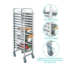 GRACE Heavy Loading Strong Stainless Steel Hotel Restaurant Stainless Steel GN Pan Bakery Tray Trolley